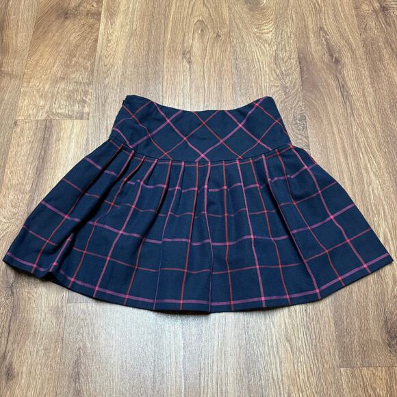 Jacadi Girls Tartan Pleated Skirt Navy Red Pink Plaid Buttons Size 12A/152CM - Picture 2 of 9